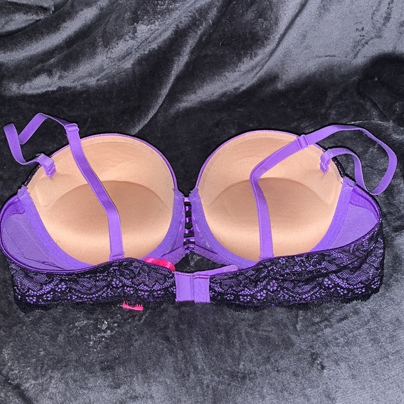 ✨LA SENZA PURPLE W/ BLACK LACE PUSH-UP BRA - SIZE: US 36B - Picture 2 of 3